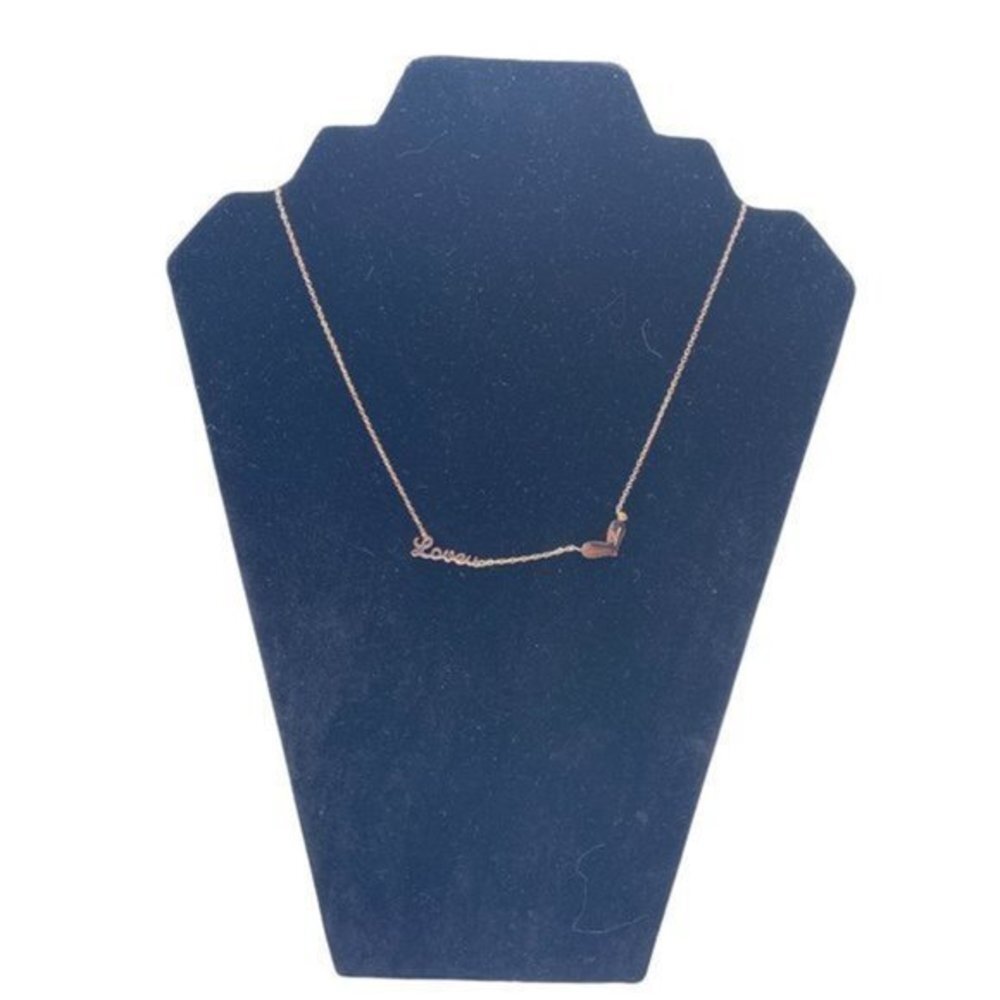 LoveU Heart Necklace Women Rose Gold Titanium Steel‎ Script Love Pendant Jewelry